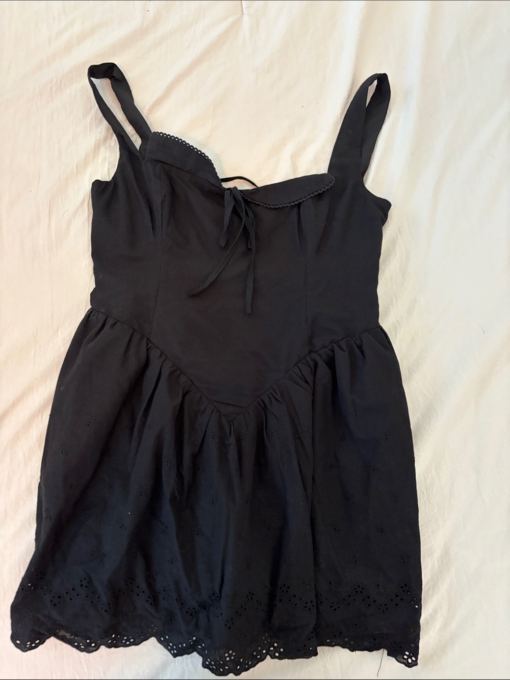 Fashion Nova Black Eyelet Hem Camisole Dress